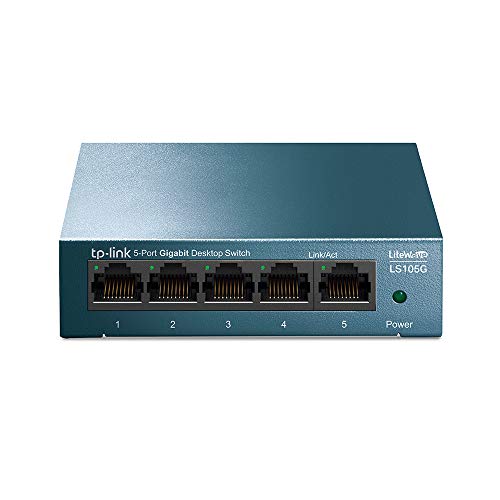 TP-Link LS105G 5-Ports Gigabit Netzwerk Switch (5 RJ-45 Lan Ports, robustes Metallgehäuse,...