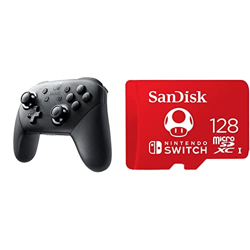Nintendo Switch Pro Controller & SanDisk microSDXC UHS-I Speicherkarte für Nintendo Switch 128 GB...