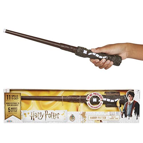 Harry Potter 73195 Harry Potters magischer Zauberstab mit Funktion, 38 cm, Braun, Hand/A