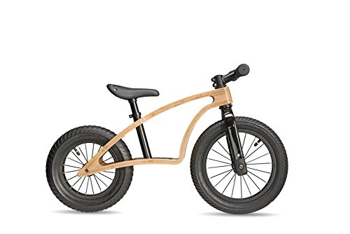 S'COOL Kinder pedeX Wave Lernlaufrad, Wood/Black, 14 Zoll/12 Zoll