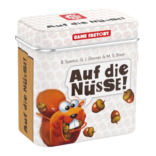 Game Factory 646273 Auf die Nüsse, das knackige Würfelspiel, Mini-Spiel in handlicher Metalldose,...