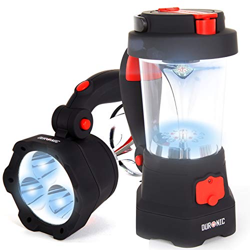 Duronic Hurricane Campinglampe, Taschenlampe mit Laterne und Notfallsignal, wiederaufladbar mit...