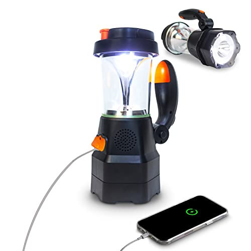 SELBST-SICHER 4in1 LED Laterne aufladbar | Notfallradio | Powerbank | Handyladegerät | SOS-Sirene |...