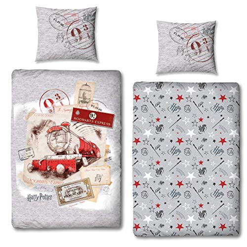 Character World Winterbettwäsche 135 x 200 cm 80 x 80 cm Harry Potter Hogwarts Express Biber...