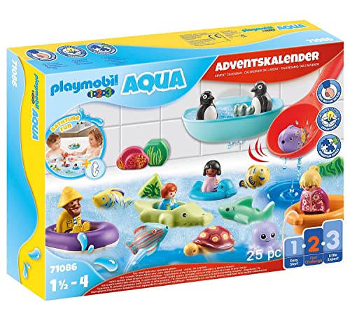 PLAYMOBIL 1.2.3 Aqua 71086 Adventskalender für Kinder: Badespaß, Mit schwimmfähigen Tieren,...