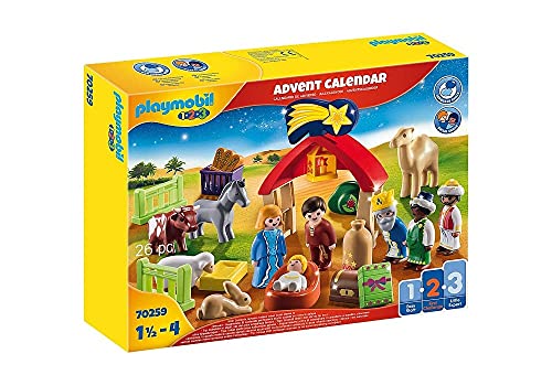PLAYMOBIL Adventskalender 2021 - 70259 Weihnachtskrippe mit liebevollen Figuren, Tieren und...