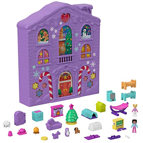 Polly Pocket Adventskalender, Winterhaus-Design, 4 Etagen mit 8 Zimmern, 25 Überraschungen zu...