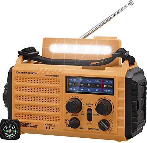 Tragbare Solar, Notfall Radio mit Kurbel, Dynamo Wetter AM/FM/SW Radio,4000mAh Wiederaufladbare...