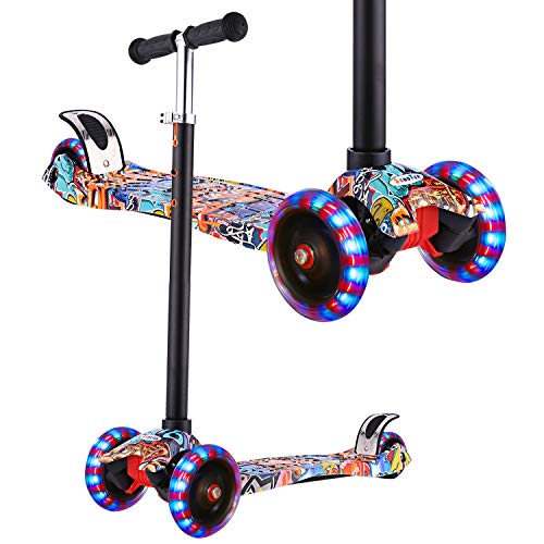 WeSkate Roller Kinder Dreiradscooter mit PU Leuchtenden Räder, einstellbaren Höhe und...