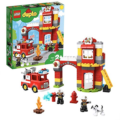 LEGO 10903 DUPLO Feuerwehrwache mit Feuerwehrauto und Feuerwehrmann-Figuren, Motorikspielzeug,...