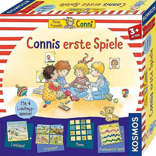 KOSMOS 681043 Connis erste Spiele Spielesammlung mit Vier Memo-, Lauf- und Legespielen, Brettspiel...